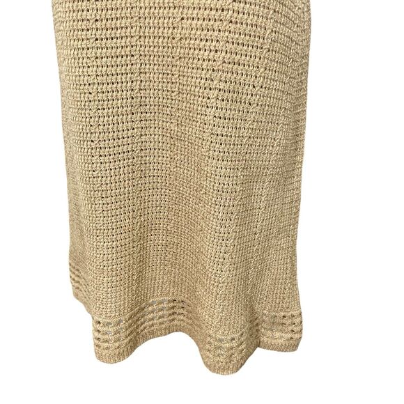 Vintage 1990s Chico's Gold Crochet Mesh Midi Dress Size Medium Boho 100% Cotton - Picture 2 of 13